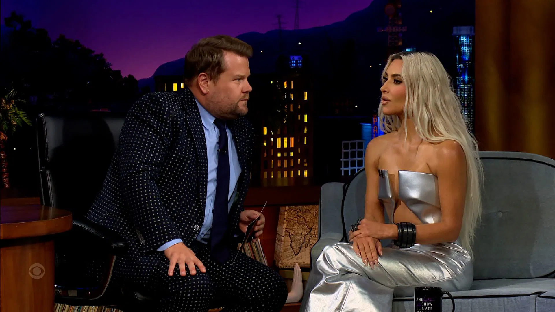 James Corden and Kim Kardashian in The Late Late Show with James Corden.