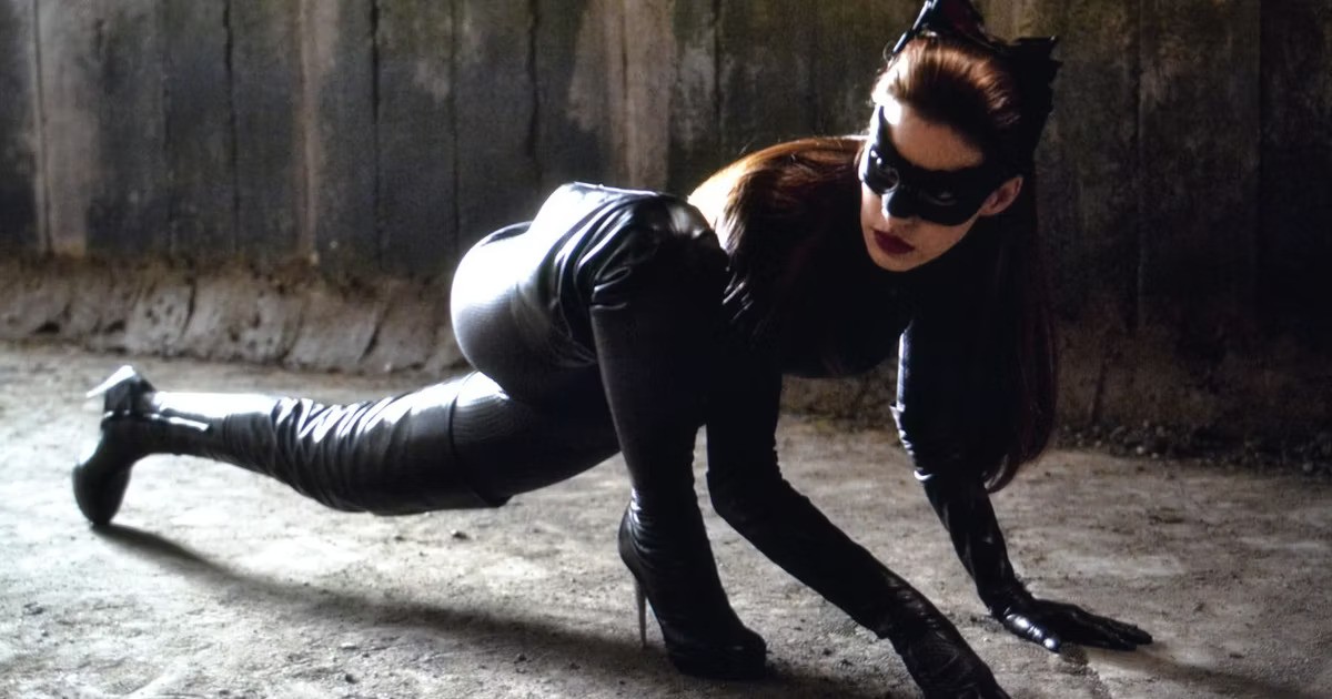 Anne Hathaway posing as Catwoman