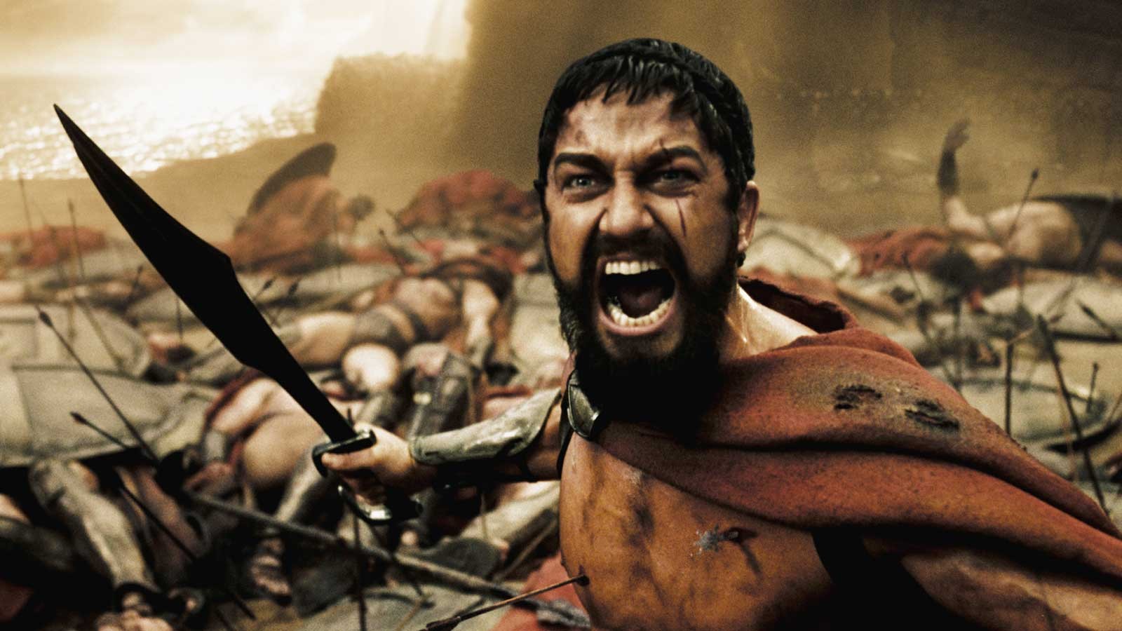 A still featuring an angry King Leonidas from 300