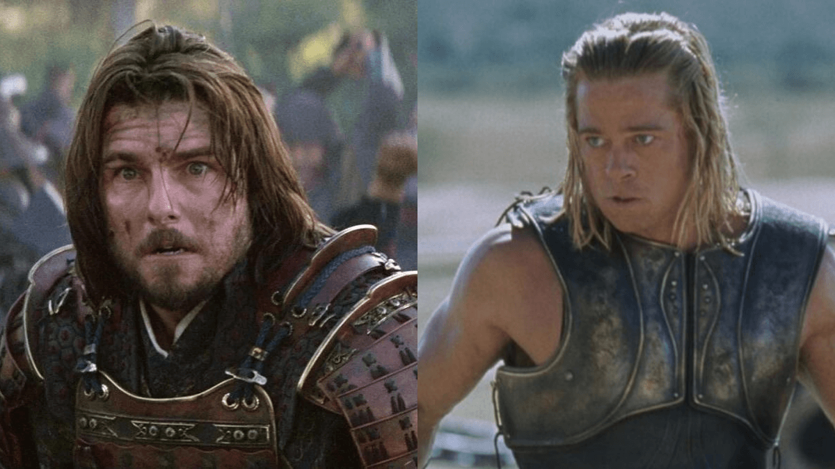Tom Cruise in The Last Samurai (left) and Brad Pitt in Troy (right) | Warner Bros.