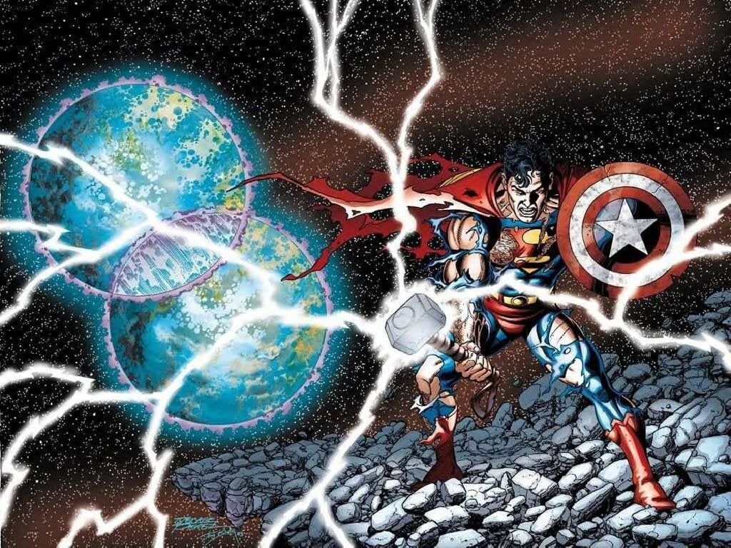 Superman lifts Mjolnir in JLA/Avengers