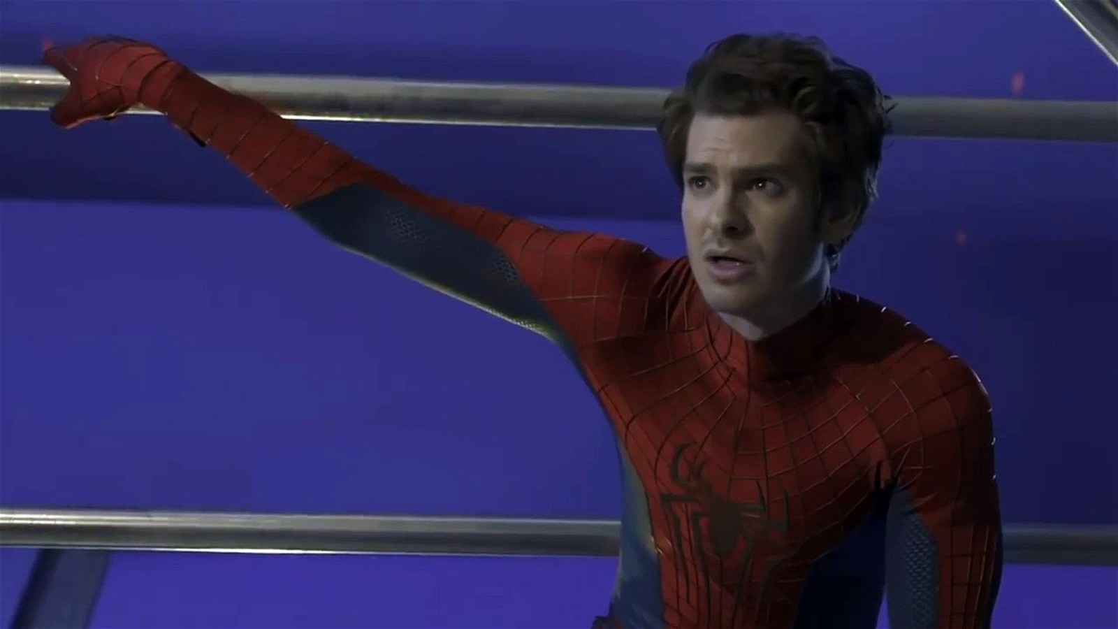 Screen-grab of Andrew Garfield in action as Spider-Man from the Spider-Man: No Way Home leak