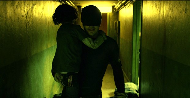 Matt Murdock saves a child after the hallway fight scene in Daredevil