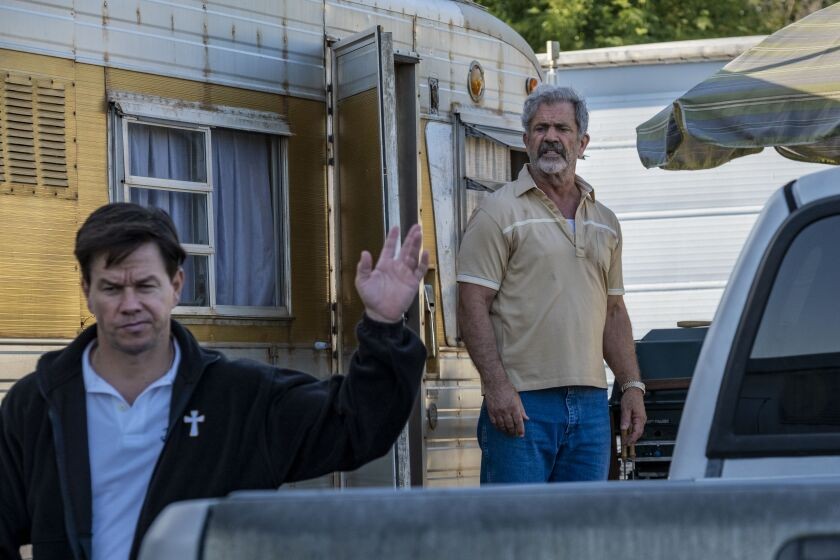 Mel Gibson and Mark Wahlberg in Father Stu | Sony Pictures Releasing