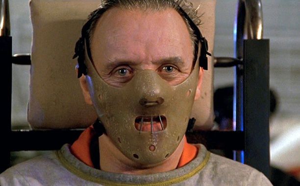 Anthony Hopkins in the Hannibal mask in The Silence of the Lambs