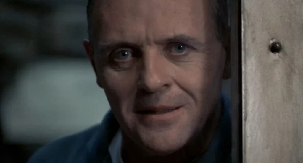 Anthony Hopkins as Dr. Hannibal Lecter speaks to Clarice Starling for the first time in The Silence of the Lambs