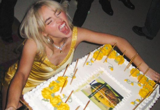 Sabrina Carpenter with her birthday cake