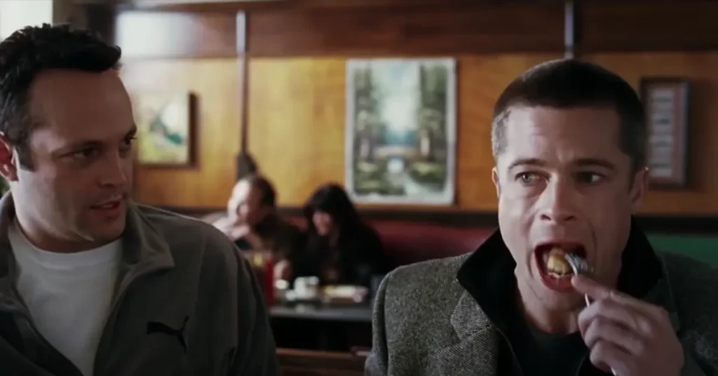 Brad Pitt eating in Mr. and Mrs. Smith