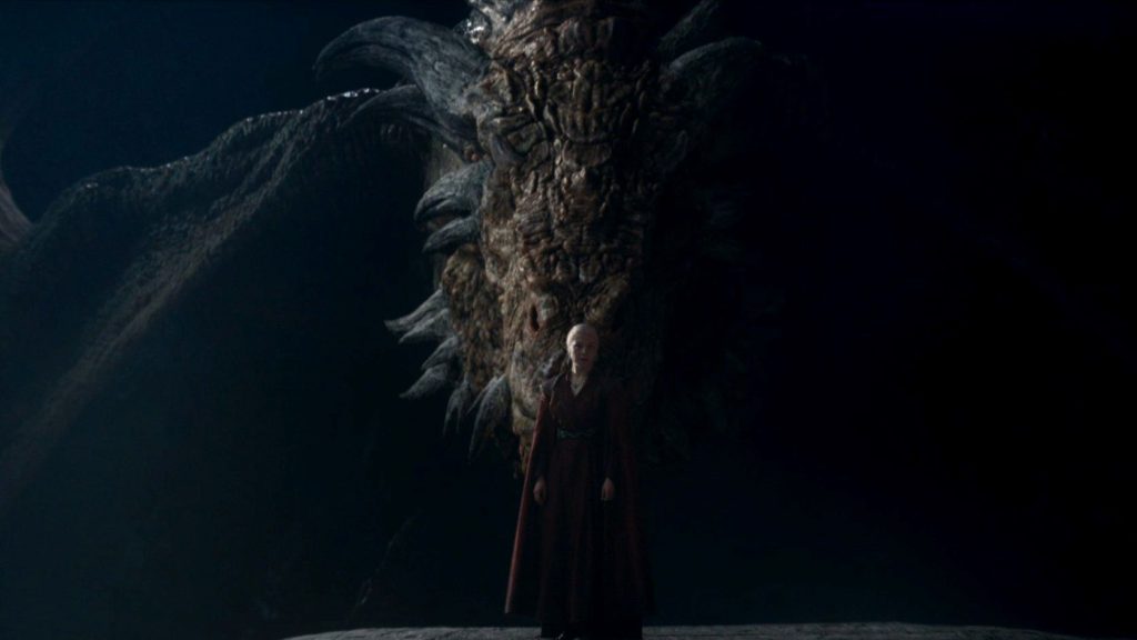 Vermithor standing behind Rhaenyra for the dragonseed ritual in House of the Dragon season 2