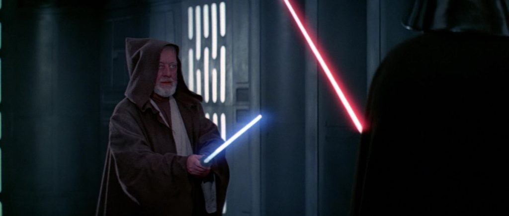 Obi-Wan vs Darth Vader duel in Star Wars. 