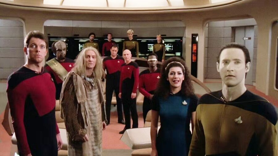 Brent Spiner with other cast members in Star Trek: The Next Generation