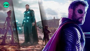 Chris Hemsworth Thor, Rocket, Groot Avengers Infinity War