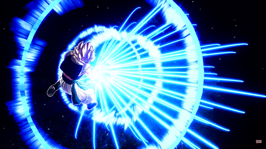 Gogeta using his Stardust Fall attack.
