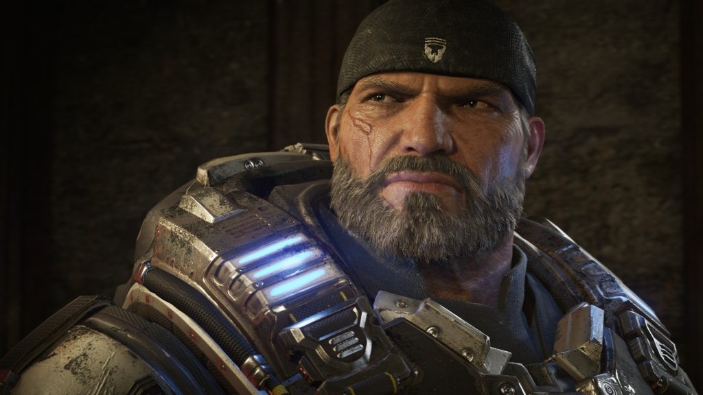 A still from Gears of War 4, featuring an aged Marcus Fenix.