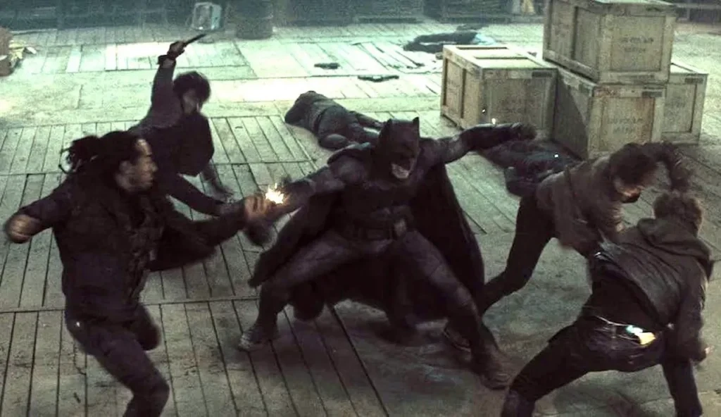 Ben Affleck in Batman v Superman warehouse fight scene