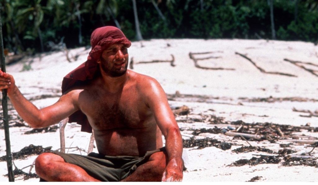 Tom Hanks waits for help to arrive in Cast Away
