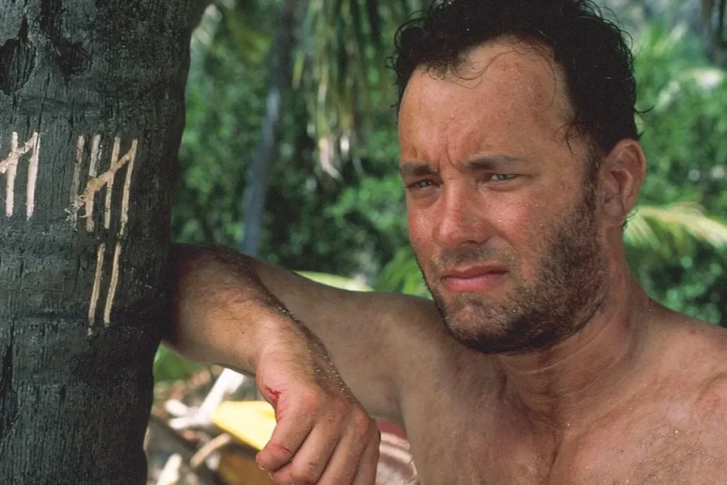 Tom Hanks counts the days since his crash in Cast Away