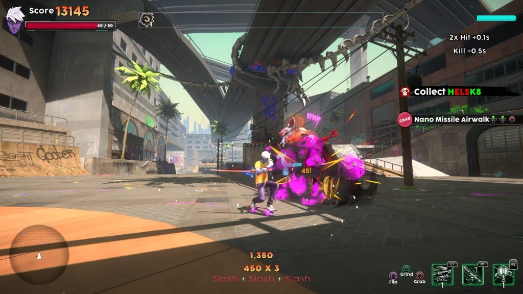 A still from Helskate, featuring the in-game combat.