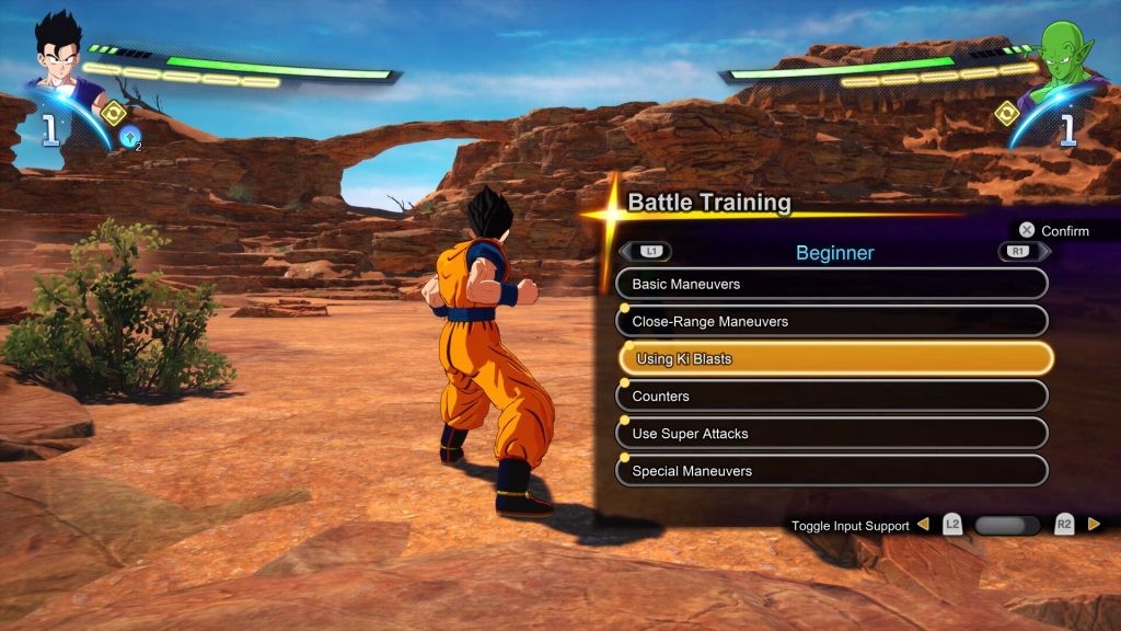 Image of the battle training mode in Dragon Ball: Sparking Zero. 