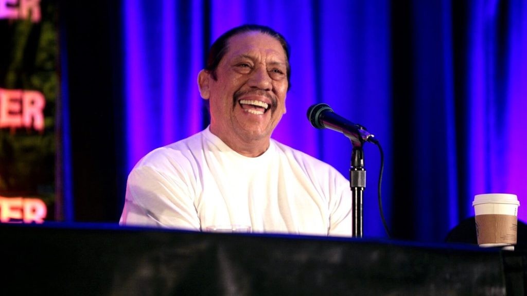 A picture of actor Danny Trejo speaking at a  Mad Monster Arizona film festival in 2016.
