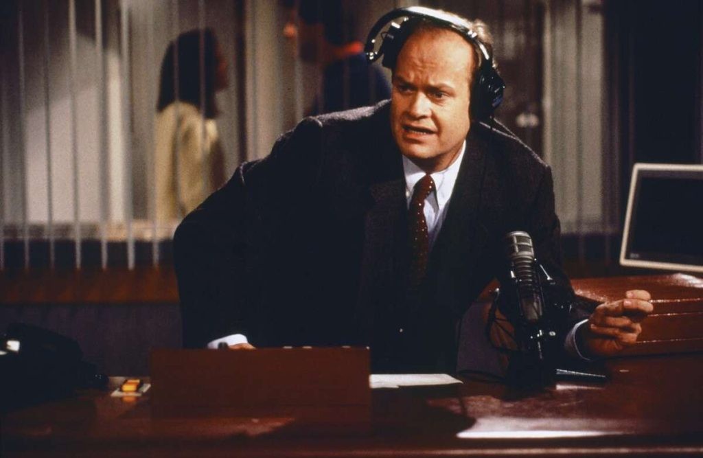 Dr. Frasier Crane on his radio show in the sitcom Frasier