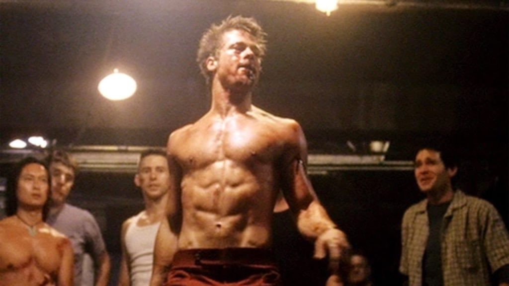 Brad Pitt's peak physique in Fight Club