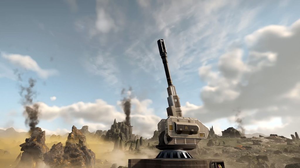 Image of a mortar sentry turret in Helldivers 2.