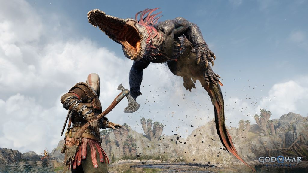 An enemy attacking Kratos in God of War.