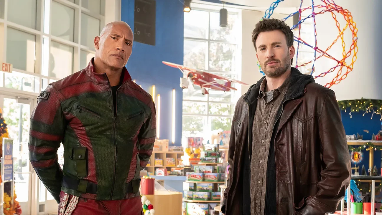 Dwayne "The Rock" Johnson and Chris Evans in Red One