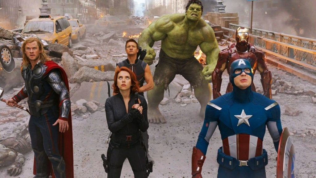 The cast of Marvel's The Avengers in the New York battle