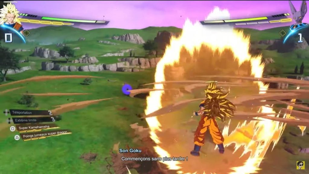 Goku SSJ3 powering up during a Dragon Ball: Sparking Zero battle.