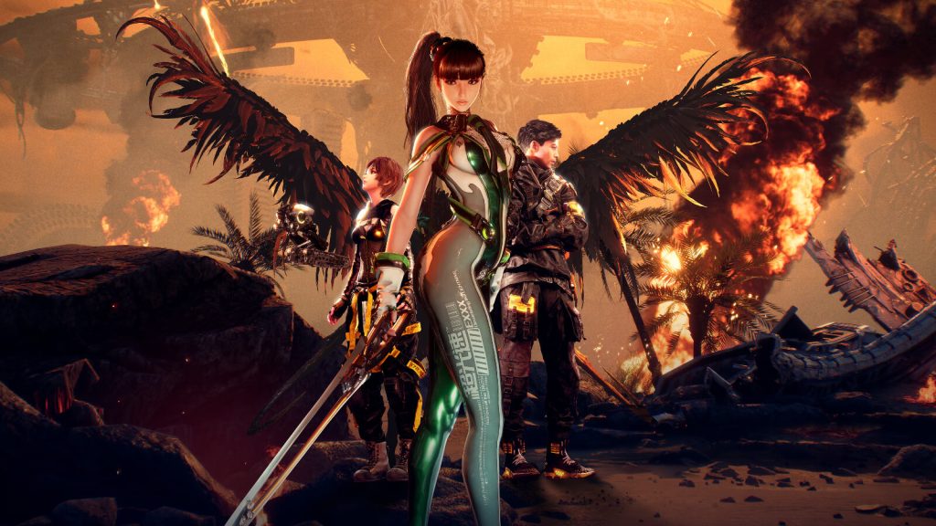 PlayStation Has Struck Gold on PC With a Game They Had Nothing to Do With at First 6 A screenshot from Stellar Blade featuring Eve in the middle with Lily and Adam by her side.