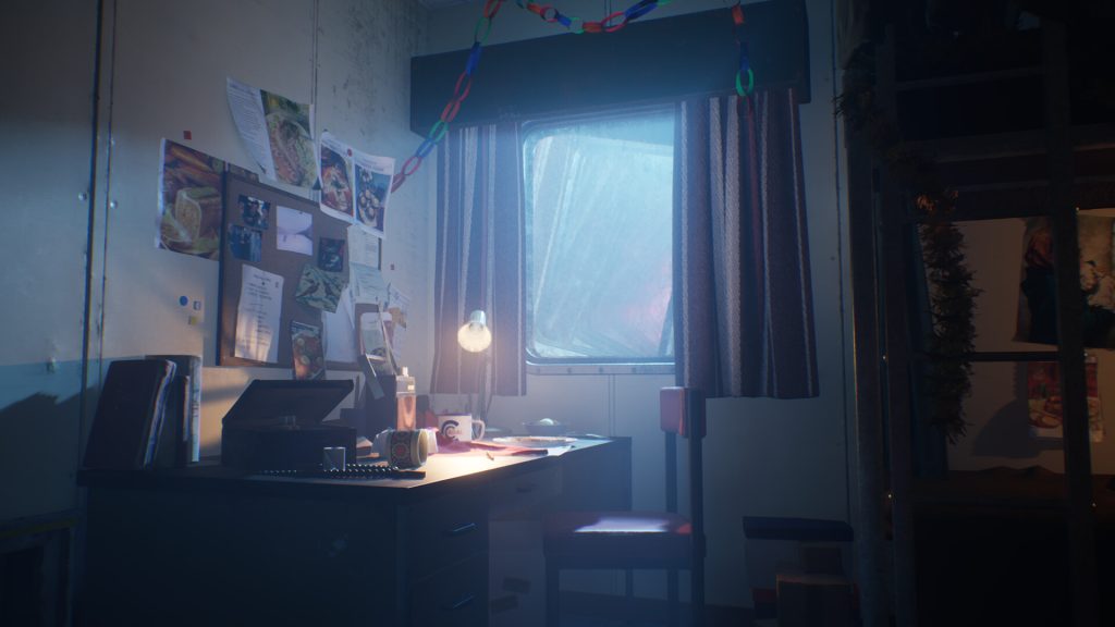 A still from Still Wakes the Deep, featuring the protagonist's cabin.