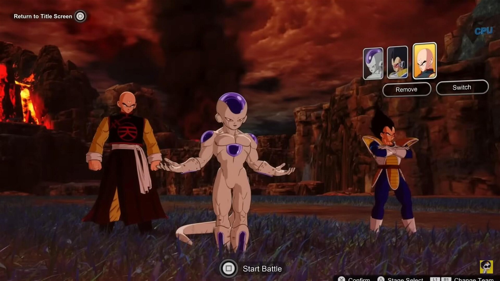 Character selection screen featuring Tien, Frieza, and Vegeta in Dragon Ball: Sparking Zero. Credits: Tech Starr on YouTube