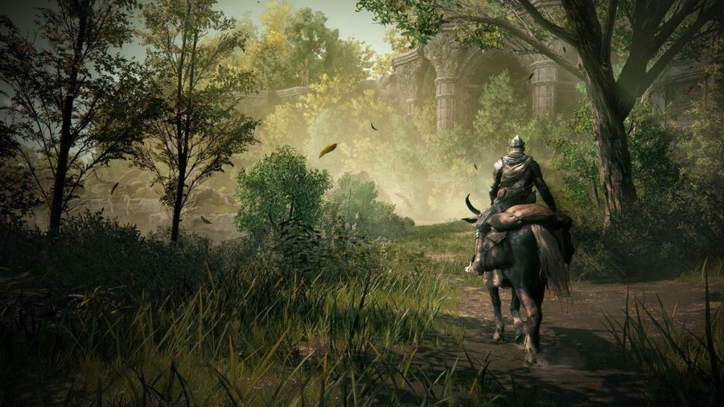 Image of a rider on a horse in Elden Ring.
