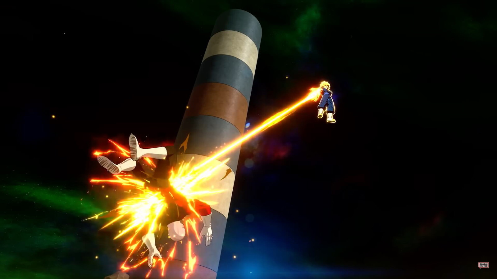 Vegito using a Spirit Sword against Universe 11's Jiren. Credits: Bandai Namco