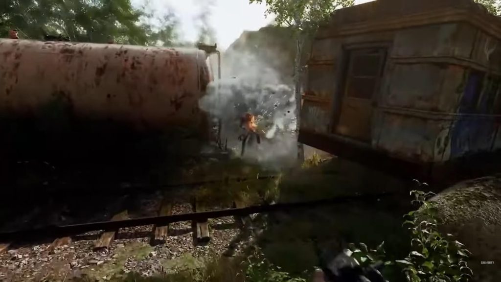 The player threw a grenade at enemy, killing him.