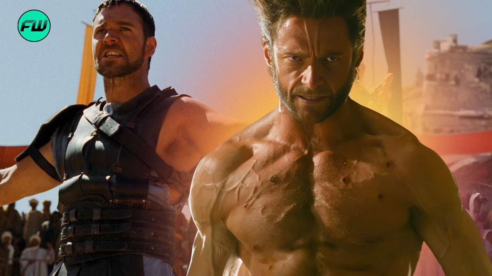 Hugh Jackman Wolverine and Russell Crowe Gladiator