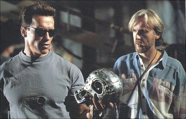 James Cameron and Arnold Schwarzenegger from the set of The Terminator | Carolco Pictures