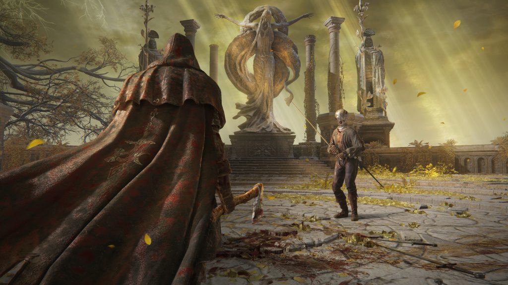The Image shows a players about to fight an enemy in Elden Ring 