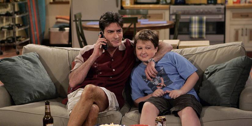 Charlie Sheen and Angus T. Jones in TAHM