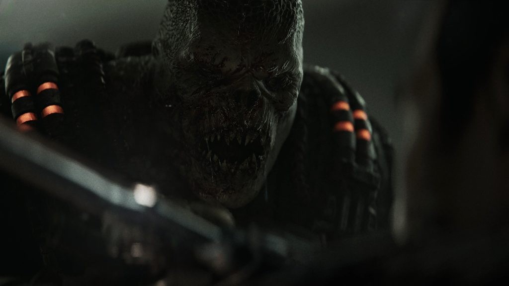 A Horde soldier snarls at Marcus in Gears of War: E-Day