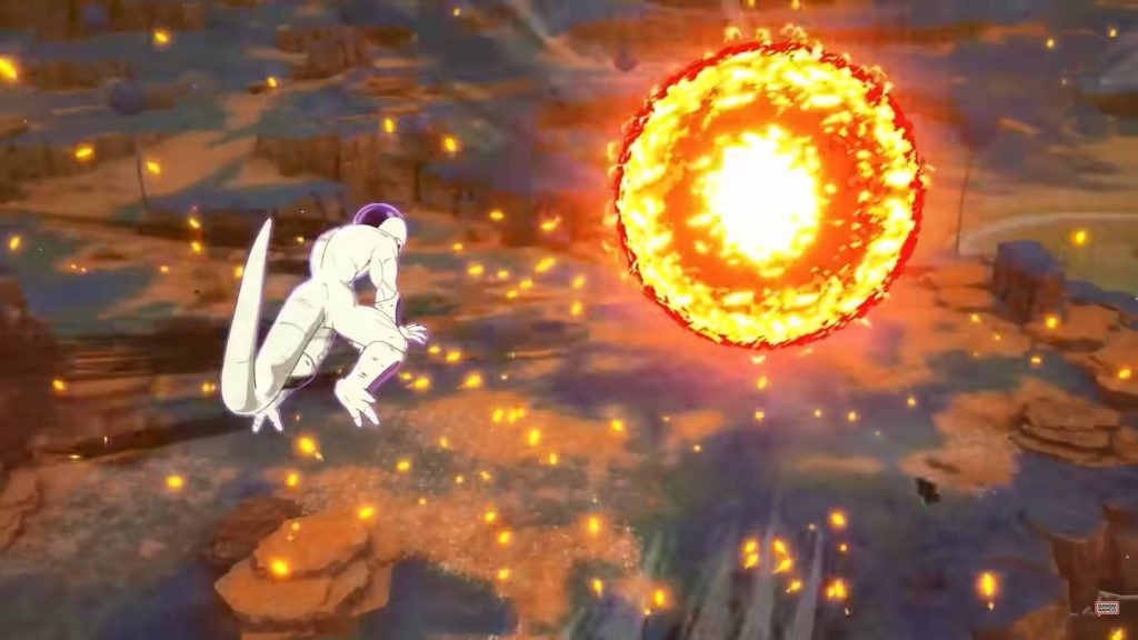 Final Form Frieza is seen destroying a planet in the game.