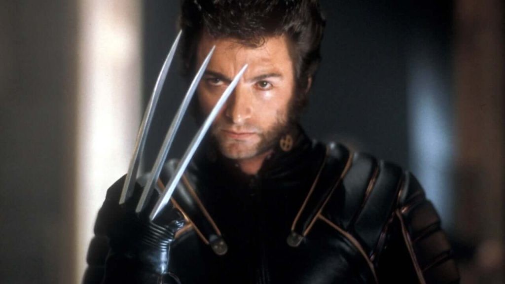 Jackman in his leather black costume in X-Men. (2000) | Credit: 20th Century Studios.