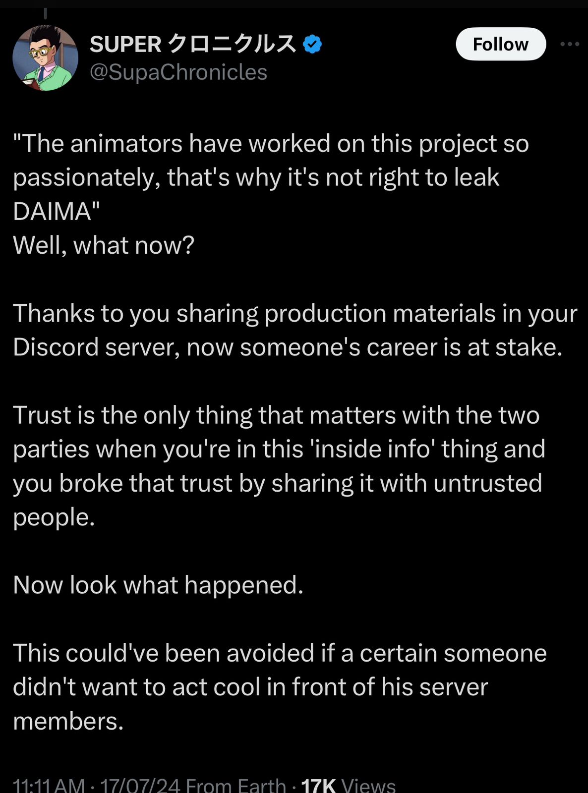 “Trust is the only thing that matters”: Dragon Ball DAIMA Descends into Chaos After Shocking Leak Threatens to Jeopardize Animator’s Career