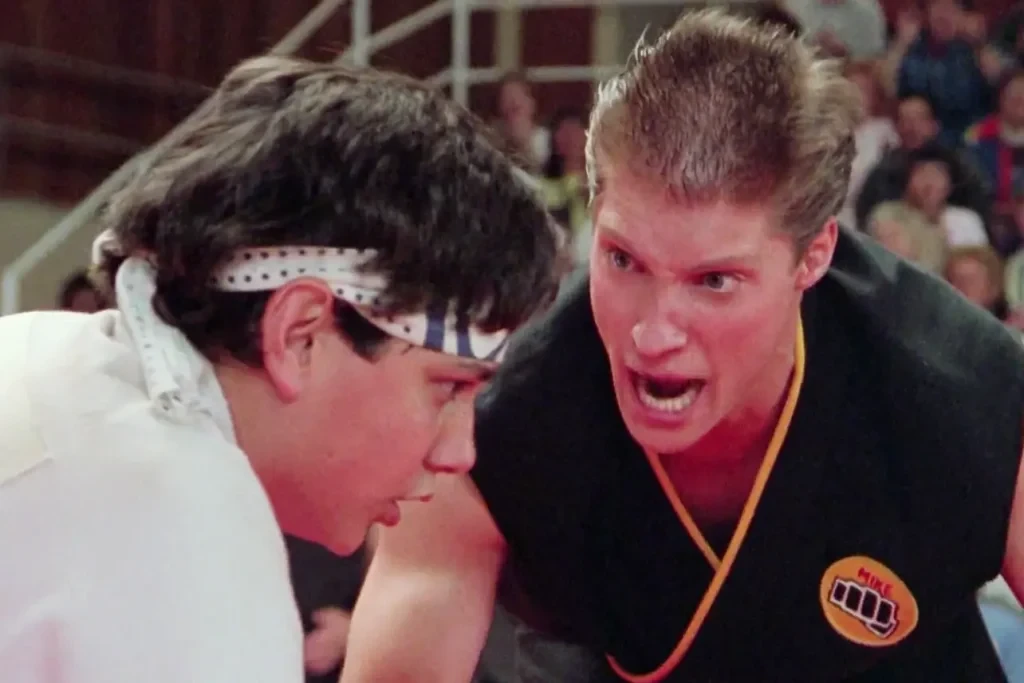 Ralph Macchio as Daniel LaRusson and Sean Kanan as Mike Barnes in The Karate Kid III | Columbia Pictures