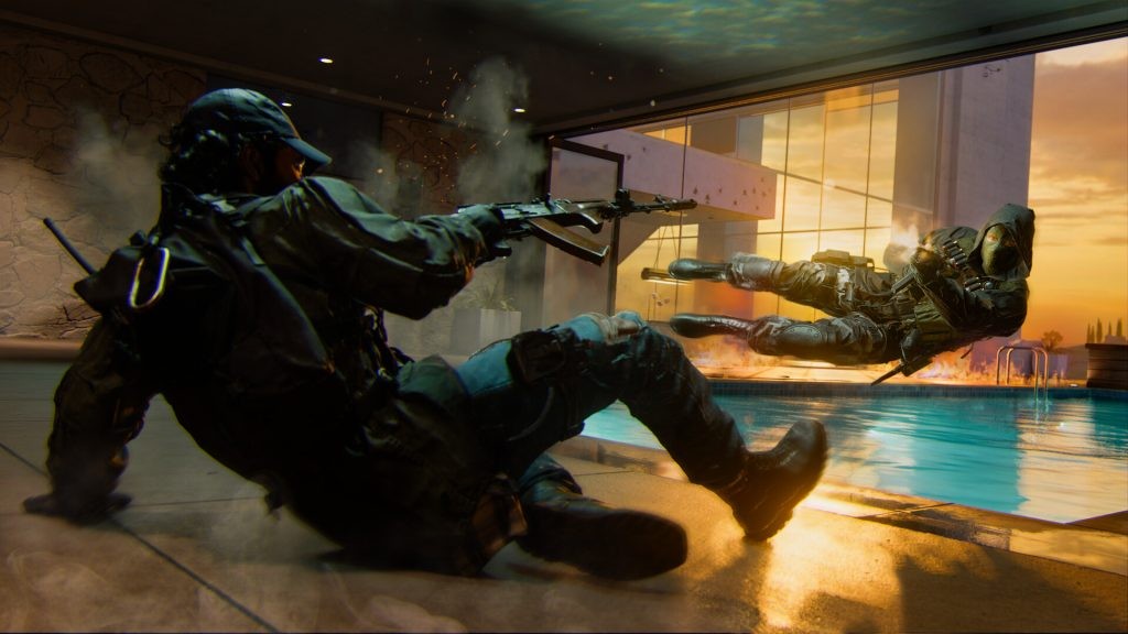 A shot from Call of Duty: Black Ops 6's multiplayer, featuring the omnimovement mechanic.
