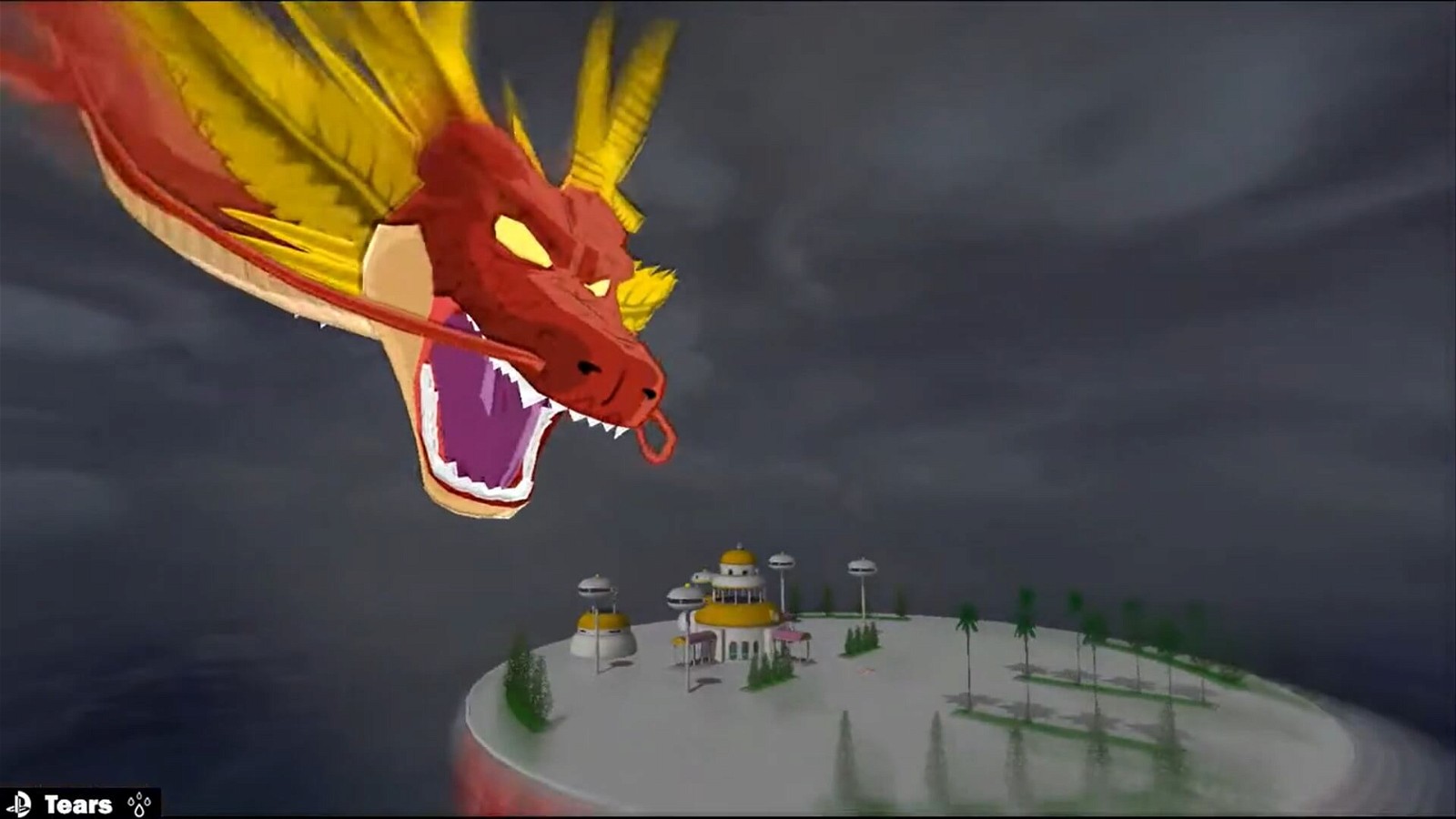 Red Shenron is seen looking at Kami's Lookout in Dragon Ball Z: Budokai Tenkaichi 3. Credits: Tear GVN on YouTube