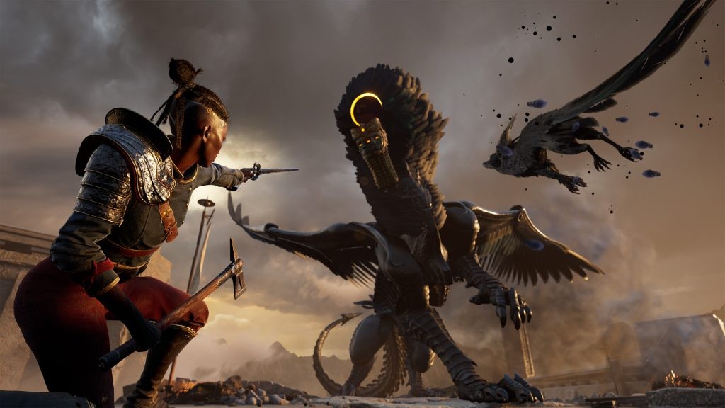 The image shows a player fighting a boss in Flintlock: The Seige of Dawn. 