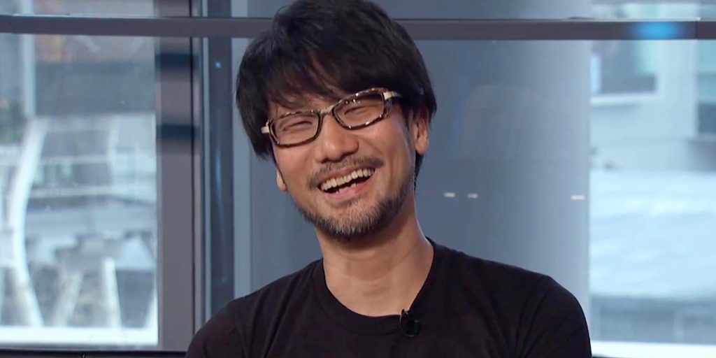 Hideo Kojima speaking at a public convention.